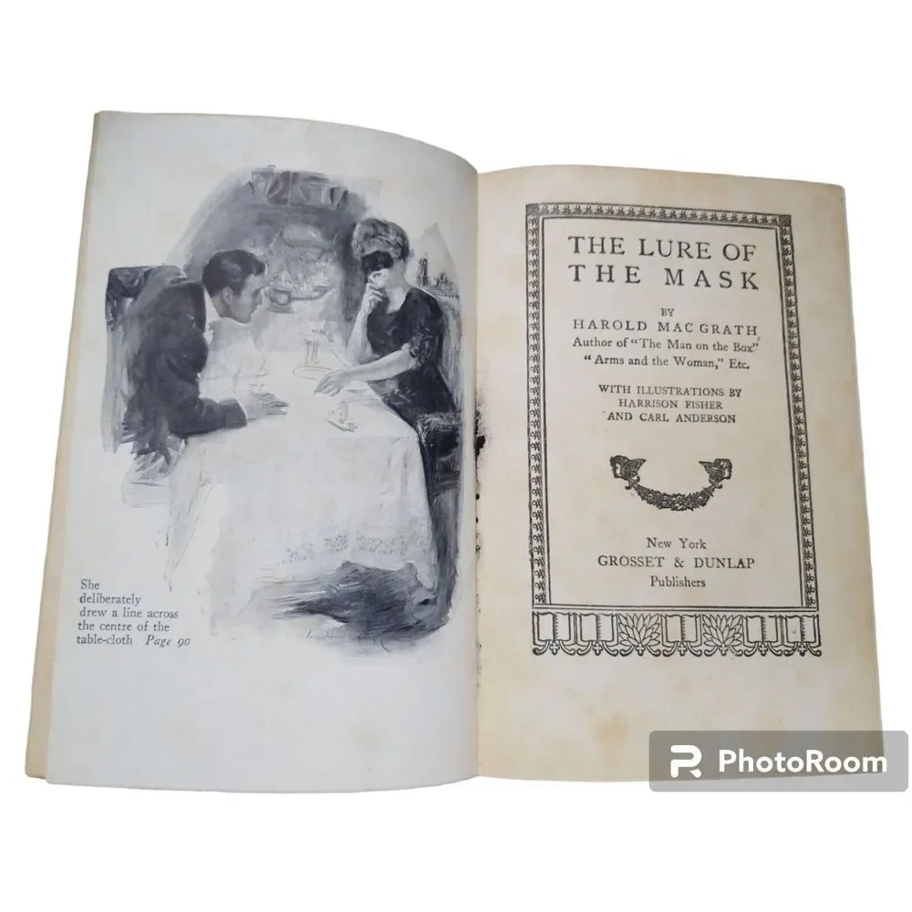 Antique The Lure of the Mask by Harold MacGrath 1908 Novel Book CollectibleDecor